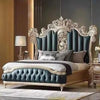 Hexa Carving Royal Antique Upholstered Bed in Leatherette