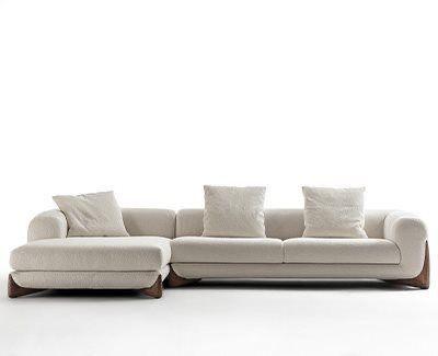 Aahed Premium Sectional Sofa in Brooklyn Fabric - Oak Inside