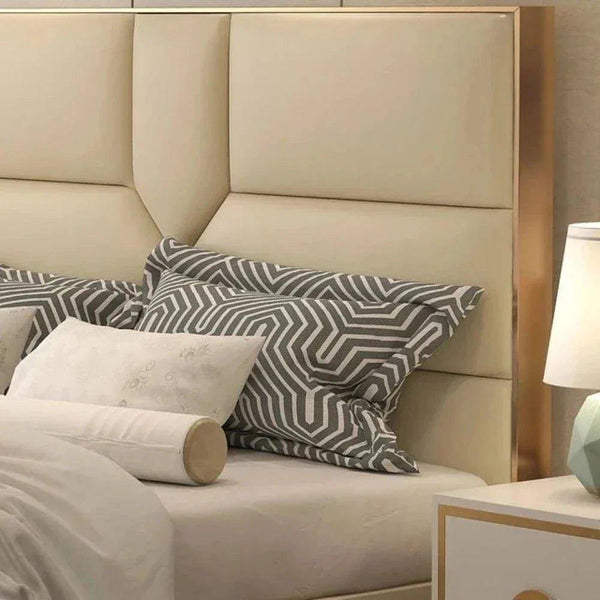 American Luxury Upholstered Bed in Suede - Oak Inside