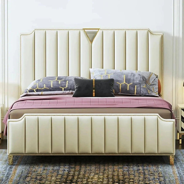 Becca Luxury Upholstered Bed in Suede - Oak Inside