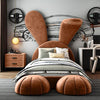 Big Bunny Premium Upholstered Bed in Suede - Oak Inside