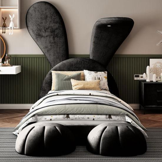 Big Bunny Premium Upholstered Bed in Suede - Oak Inside