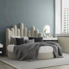 Bixby Premium Round Upholstered Bed in Suede - Oak Inside