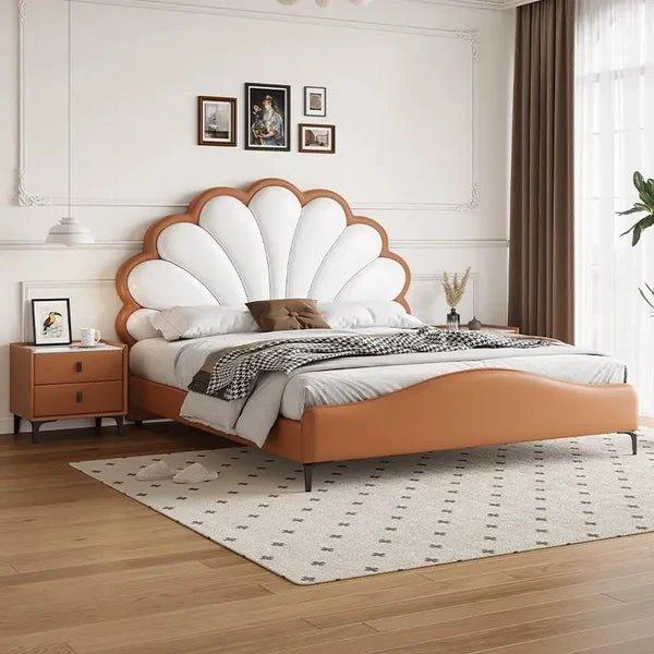 Blossom Luxury Upholstered Bed Without Storage in Leatherette - Oak Inside