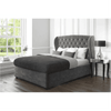 Boombox Luxury Upholstered Bed in Suede - Oak Inside