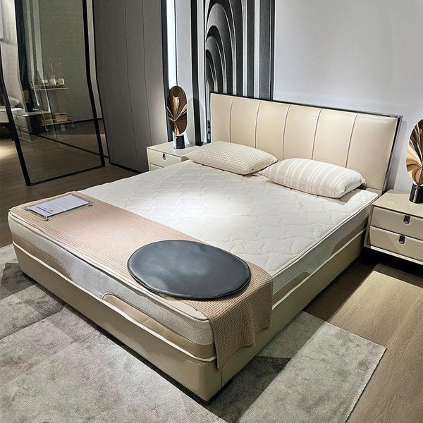 Bravo Luxury Upholstered Bed in Leatherette - Oak Inside