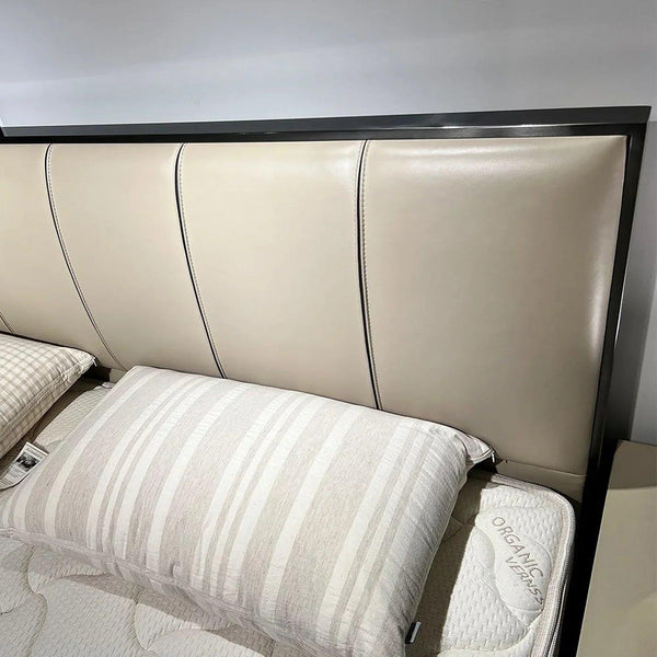 Bravo Luxury Upholstered Bed in Leatherette - Oak Inside