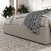 Bravo Luxury Upholstered Bed in Suede - Oak Inside