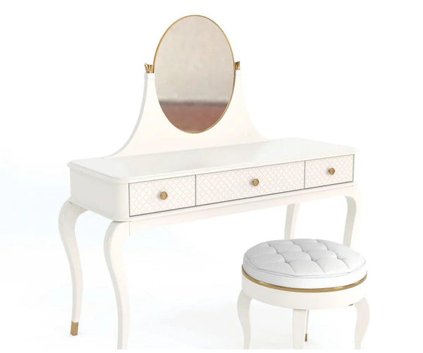 Bravo Solid Wood PU Polished Dressing Table - Oak Inside