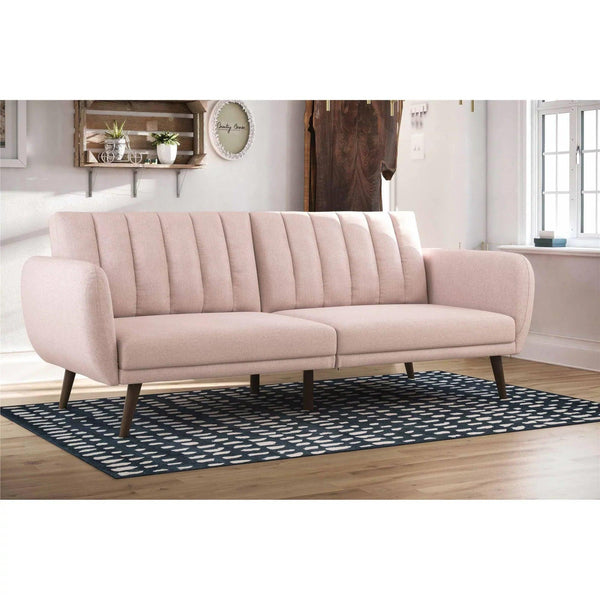 Brittan Luxury Mid - Century Sofa In Suede - Oak Inside