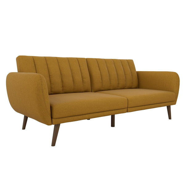 Brittan Luxury Mid - Century Sofa In Suede - Oak Inside