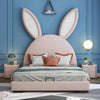 Bunny Luxury Upholstered Bed in Suede - Oak Inside