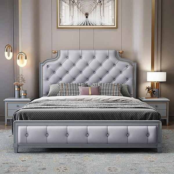 Cosco Premium Upholstered Bed in Suede - Oak Inside