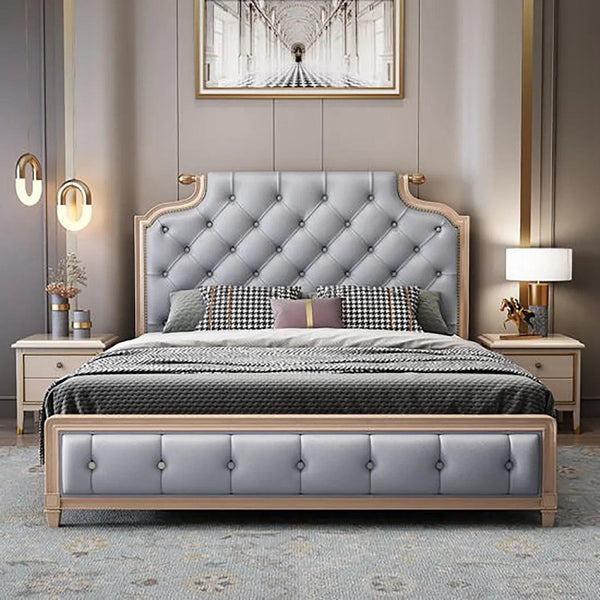 Cosco Premium Upholstered Bed in Suede - Oak Inside