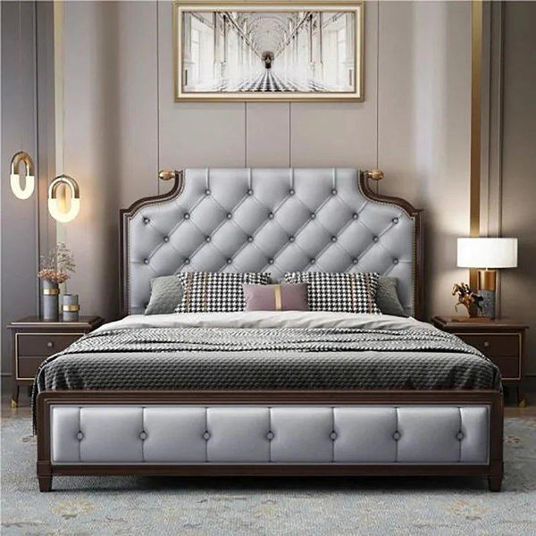 Cosco Premium Upholstered Bed in Suede - Oak Inside