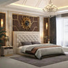 Crisp Luxury Upholstered Bed in Suede - Oak Inside