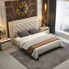 Crisp Luxury Upholstered Bed in Suede - Oak Inside