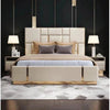 Dollar Luxury Upholstered Bed With Side Tables in Leatherette - Oak Inside