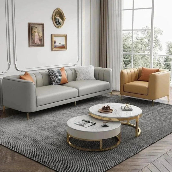 Flex Luxury Sofa Set In Leatherette - Oak Inside