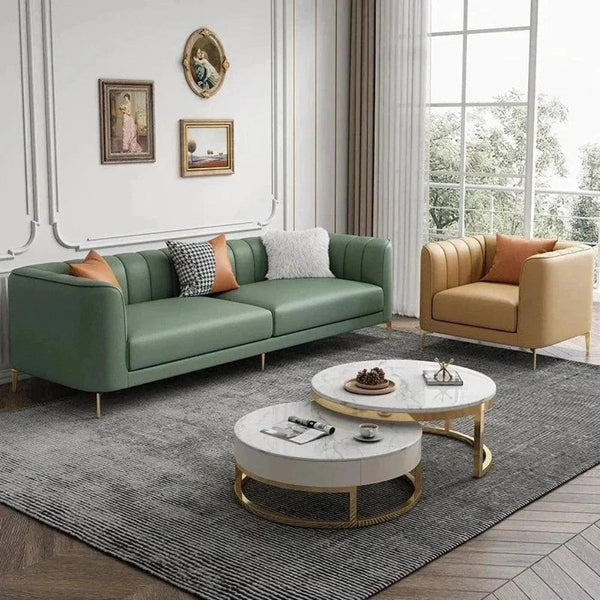 Flex Luxury Sofa Set In Leatherette - Oak Inside