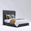 France Luxury Upholstered Bed in Leatherette - Oak Inside