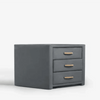 Franky 3 Drawers Bedside Table In Fabric With Glass Top - Oak Inside