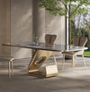 Fusion Premium Dinning Table Set In Stainless Steel 304 - Oak Inside