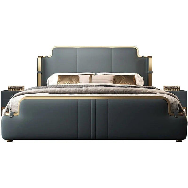 Gello Premium Upholstered Bed in Leatherette - Oak Inside