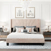 Genesis Luxury Upholstered Bed Without Storage In Suede - Oak Inside