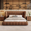 Grandeur Premium Upholstered Bed in Leatherette - Oak Inside