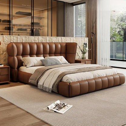 Grandeur Premium Upholstered Bed in Leatherette - Oak Inside