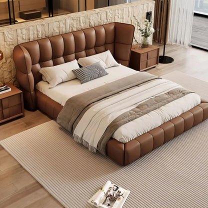 Grandeur Premium Upholstered Bed in Leatherette - Oak Inside