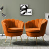 Hendrix Luxury Accent Chair In Suede - Pack of 2 - Oak Inside