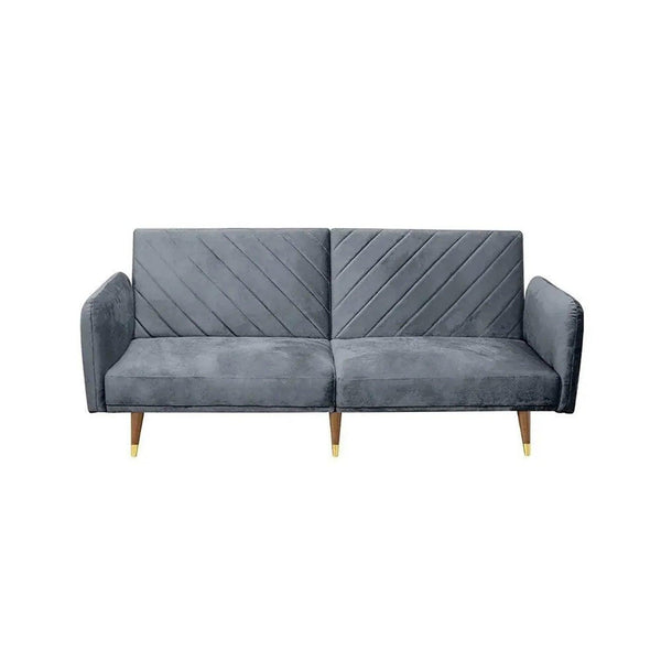 Hexa Luxury Mid - Century Sofa In Suede - Oak Inside