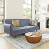 Hexa Luxury Mid - Century Sofa In Suede - Oak Inside