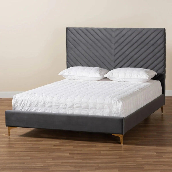 Hexa Premium Upholstered Bed Without Storage In Suede - Oak Inside