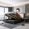 Jasmine Luxury Hydraulic Storage Upholstered Bed In Leatherette - Oak Inside