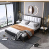 Jasmine Luxury Hydraulic Storage Upholstered Bed In Leatherette - Oak Inside