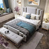 Kelo Luxury Upholstered Bed Without Storage In Leatherette - Oak Inside