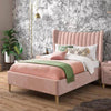 Knox Luxury Upholstered Bed Without Storage in Suede - Oak Inside