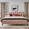 Knox Verticle Luxury Upholstered Bed Without Storage In Suede - Oak Inside