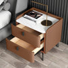 Lavish Bedside Table In Fabric With Marble Top - Oak Inside