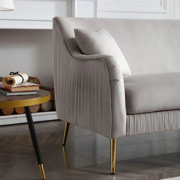 Lexis Luxury Mid - Century Sofa In Suede - Oak Inside