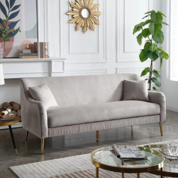 Lexis Luxury Mid - Century Sofa In Suede - Oak Inside