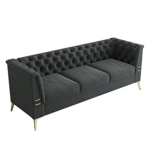 Loft Luxury Chesterfield Sofa Set in Suede - Oak Inside