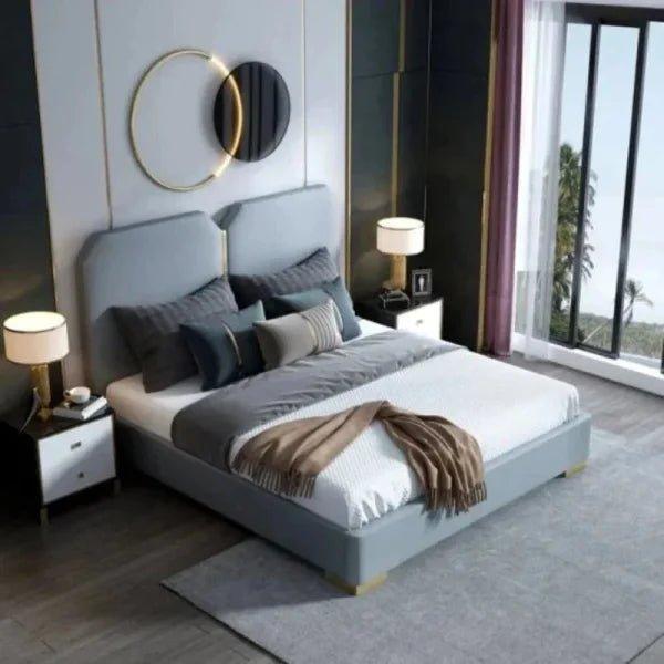 Logic Luxury Upholstered Bed In Suede - Oak Inside