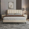 London Luxury Upholstered Bed Without Storage In Leatherette - Oak Inside