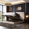 Luster Luxury Hydraulic Upholstered Bed in Suede - Oak Inside