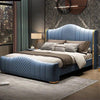 Mario Luxury Upholstered Bed in Leatherette - Oak Inside