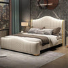 Mario Luxury Upholstered Bed in Leatherette - Oak Inside